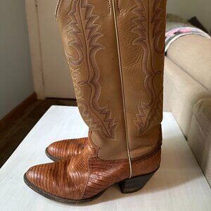 Justin Boots Tan and Brown Heeled Boots